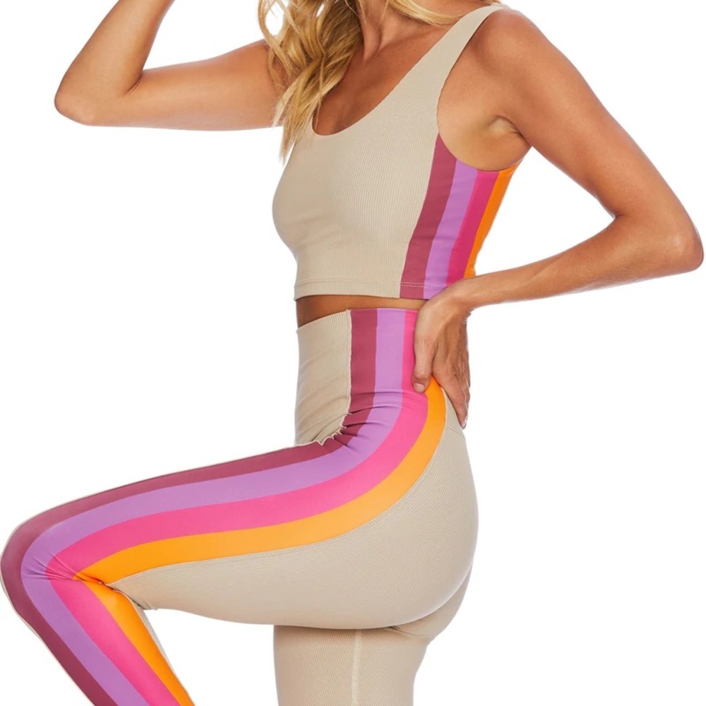 BEACH RIOT Taupe Sunset Stripe Set